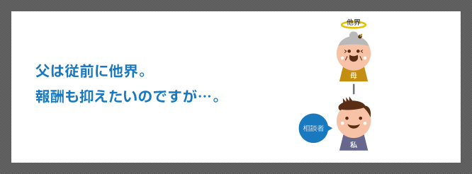 父は従前に他界。報酬も抑えたいのですが…。