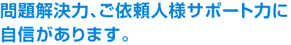 問題解決力、ご依頼人様サポート力に自信があります。